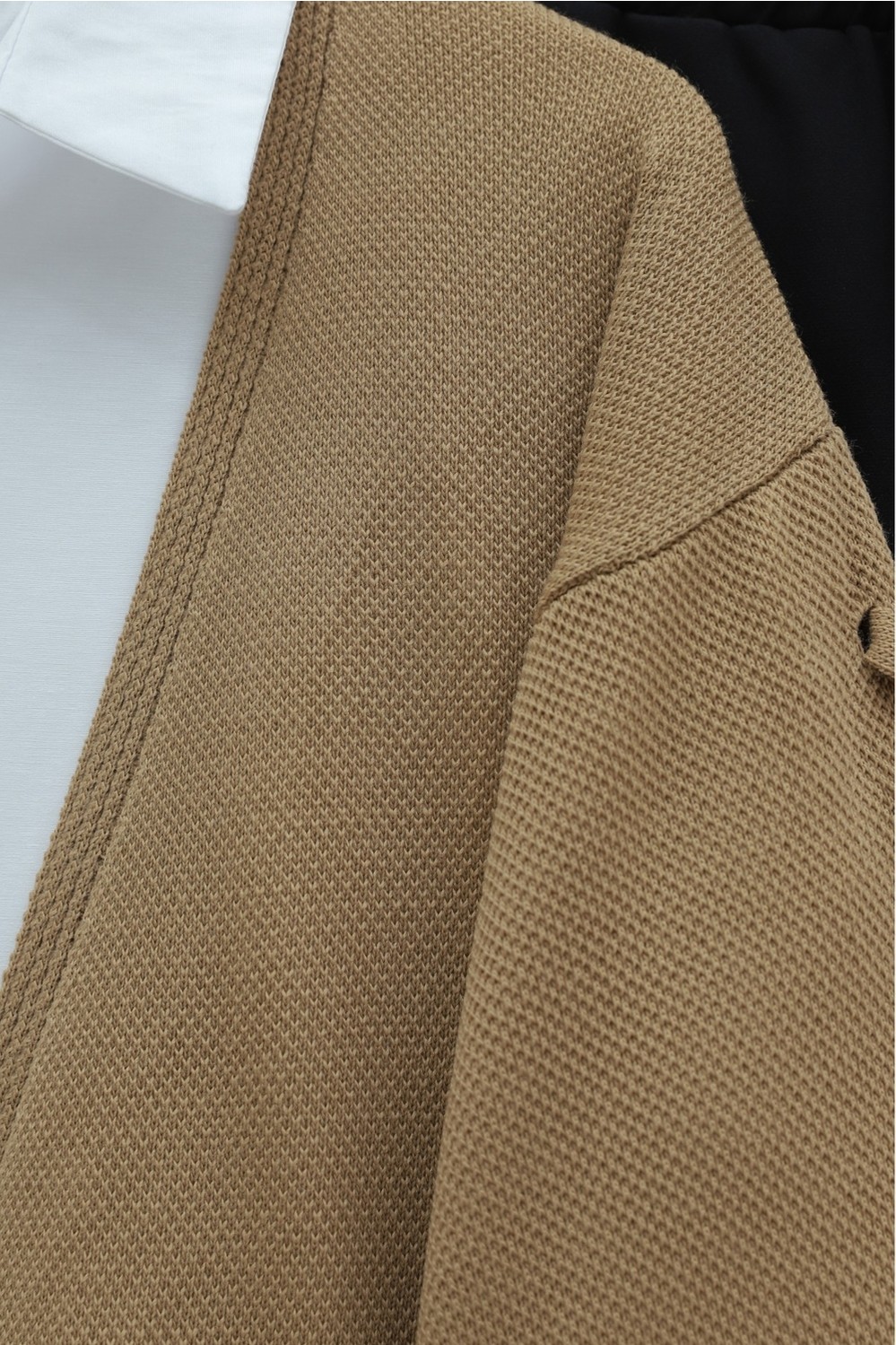 Moda Morfo Kolu Saç Örgülü Salaş Triko Hırka -Krem görsel 4