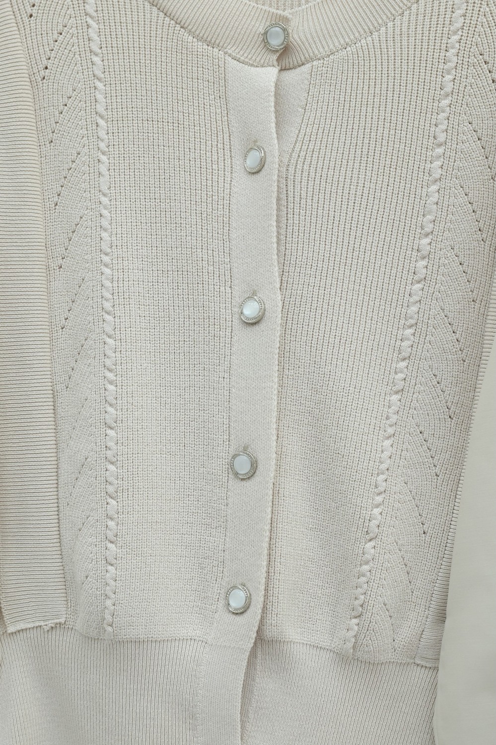 Moda Morfo Poplin Kol Detaylı Düğmeli Triko Hırka -Taş görsel 8