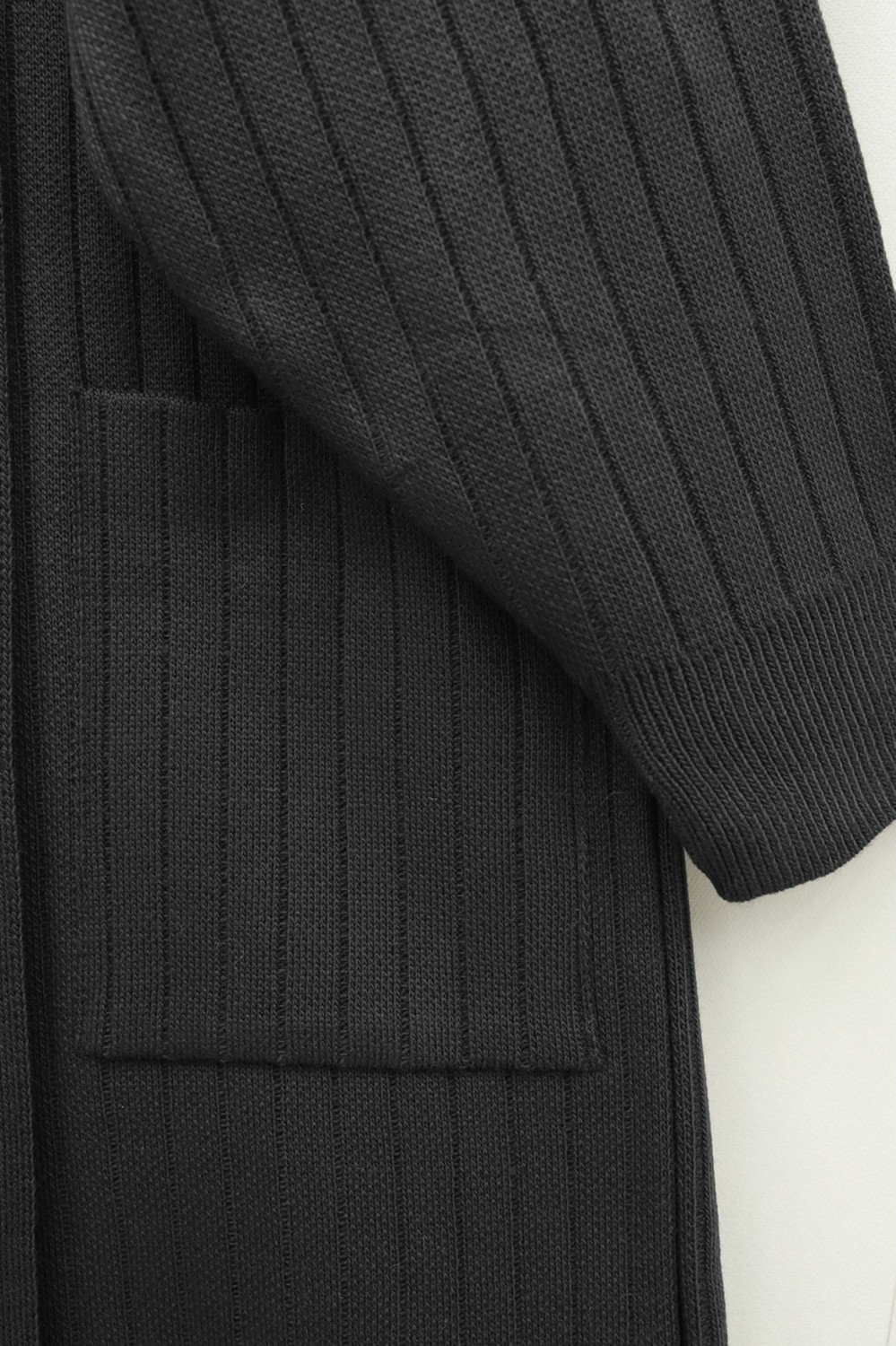 Moda Morfo Kolu Düğme Detaylı Fitilli Uzun Triko Hırka -Siyah görsel 3