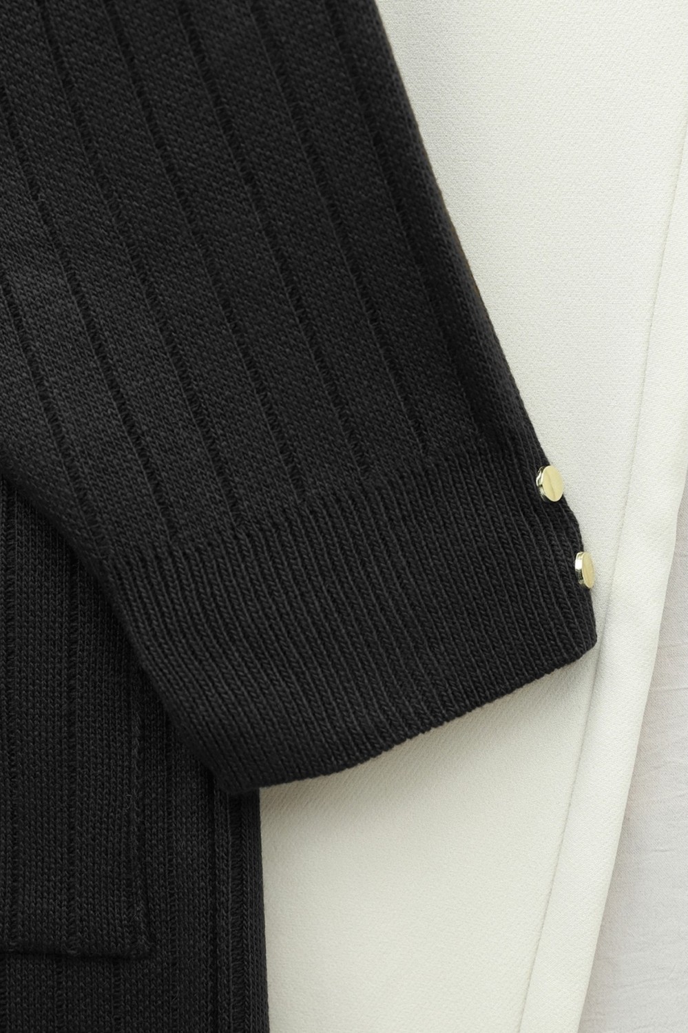 Moda Morfo Kolu Düğme Detaylı Fitilli Uzun Triko Hırka -Siyah görsel 5