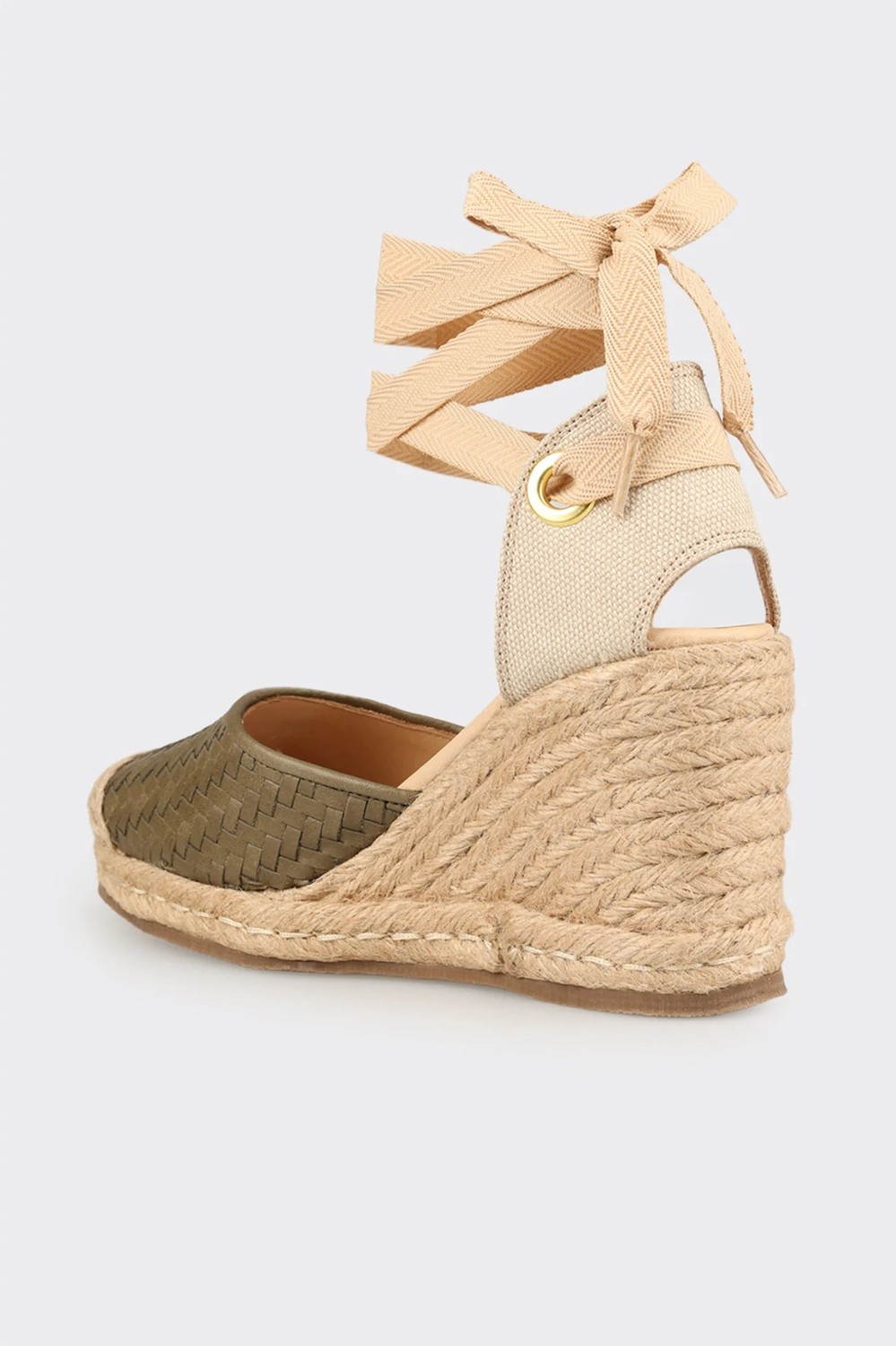 Elle Bej Deri Kadın Dolgu Topuk Espadril görsel 3