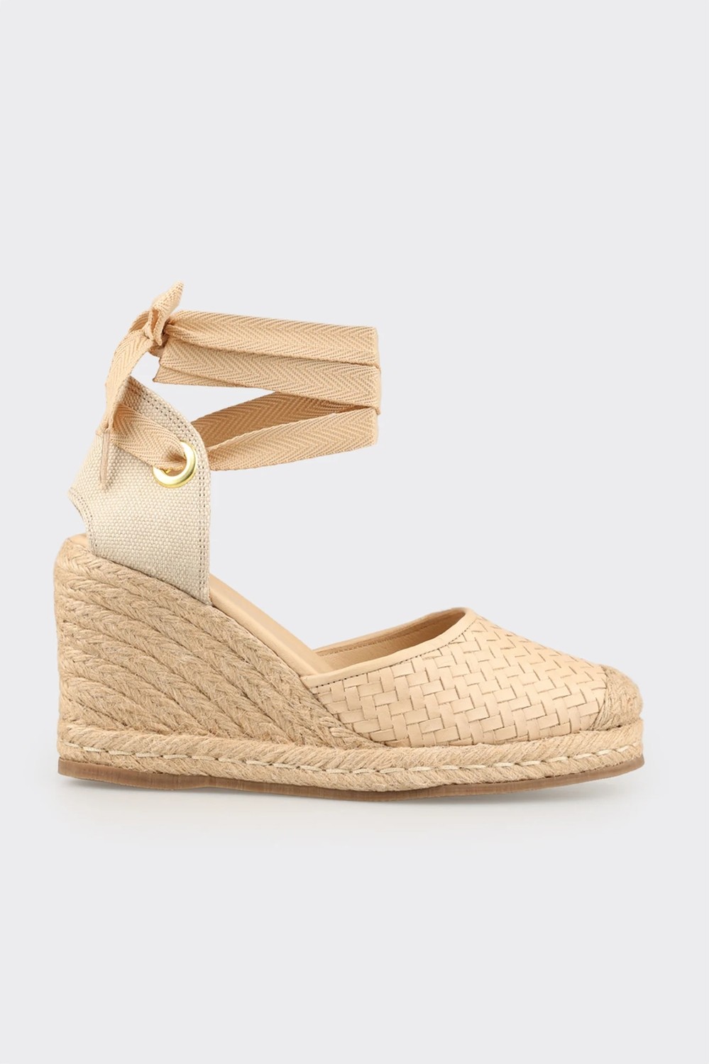 Elle Bej Deri Kadın Dolgu Topuk Espadril görsel 5
