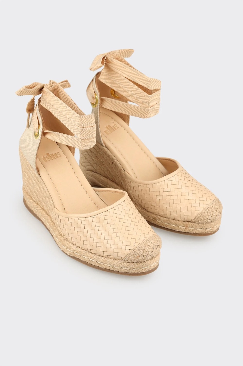 Elle Bej Deri Kadın Dolgu Topuk Espadril görsel 6