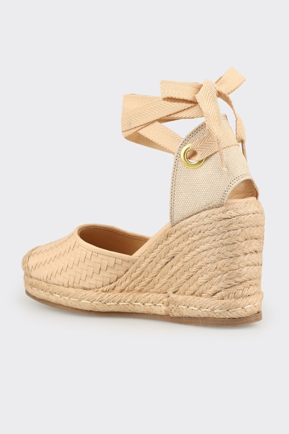 Elle Bej Deri Kadın Dolgu Topuk Espadril görsel 7