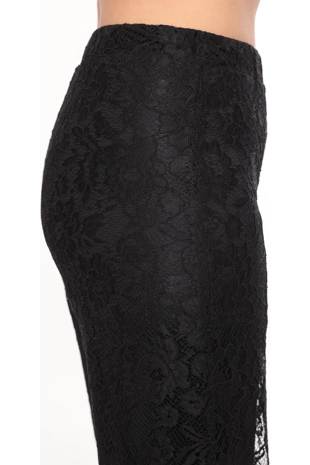Lady Majestic Dantelli Palazzo Beli Lastikli Astarlı Pantolon Şık ve Rahat Tasarım Büyük Beden görsel 8