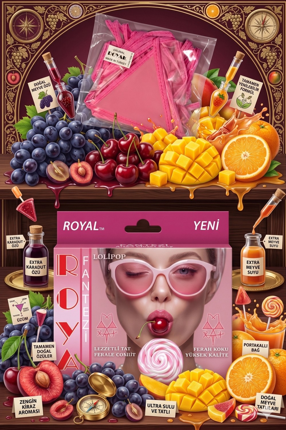 Marsilyan - Fantezi Tüketilebilen Yenilebilir Lolipop Aromalı Iç Çamaşırı Takımı