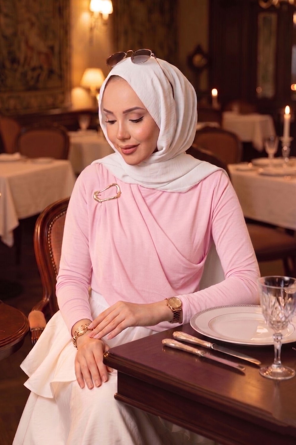 Ozk Gold Broş Detaylı Sandy Body Pembe