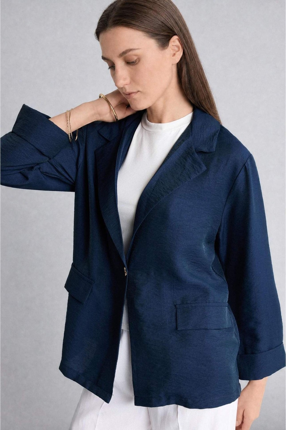 DeFacto Regular Fit Cepli Düğme Kapama Blazer Ceket H1418AX26SM görsel 7