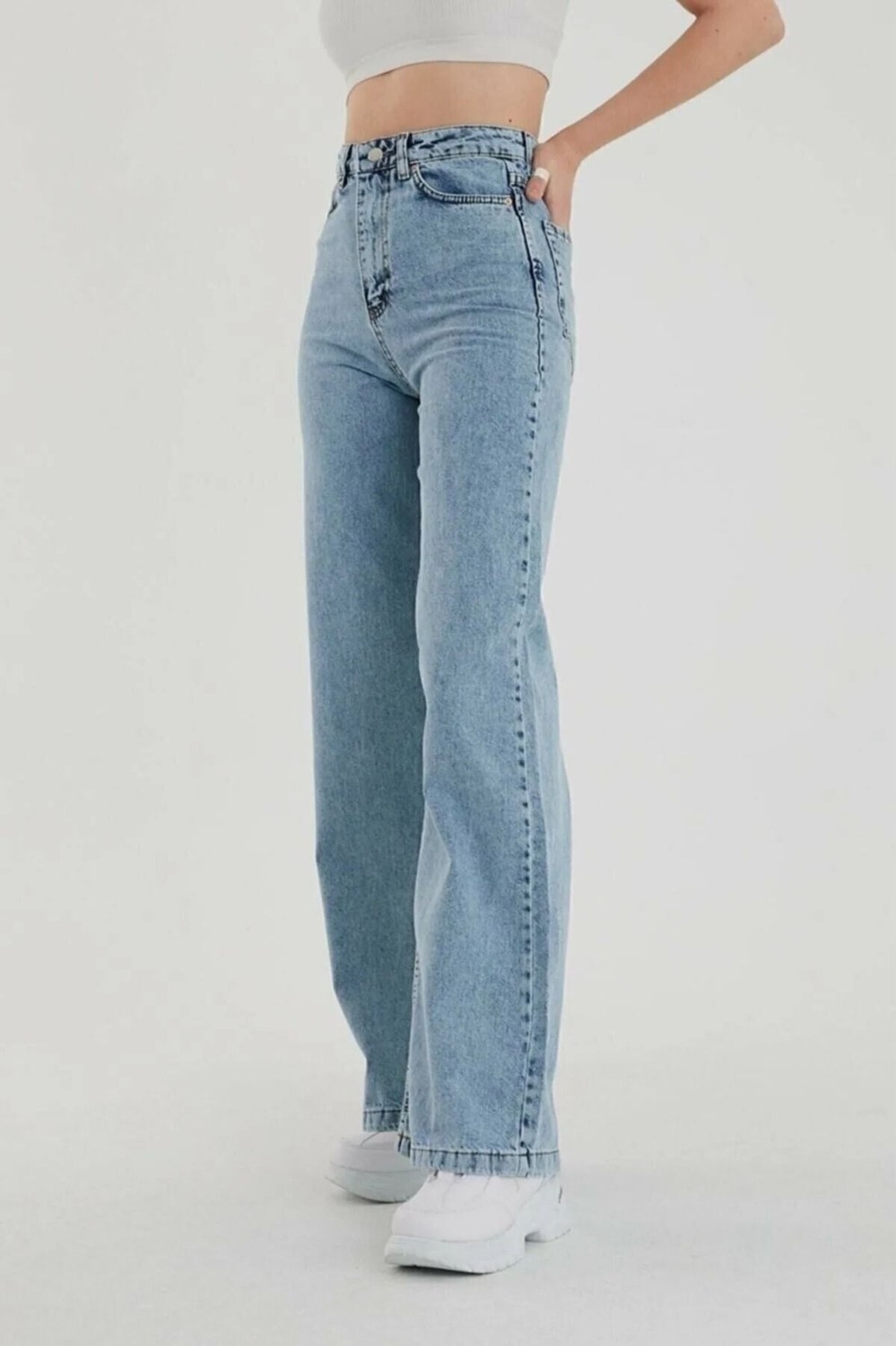 Layal My Beauty Alice Kadın Palazzo Power Likralı Süper Yüksek Bel Salaş Jeans Kot Pantolon
