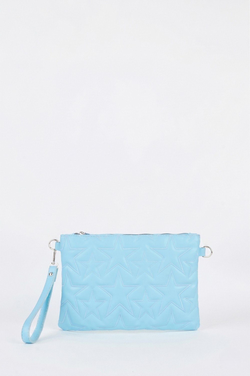 Vivaq Kadın Bebe Mavi Yıldız Nakışlı Suni Deri Bilek ve Zincir Askılı Portföy El ve Clutch Çanta