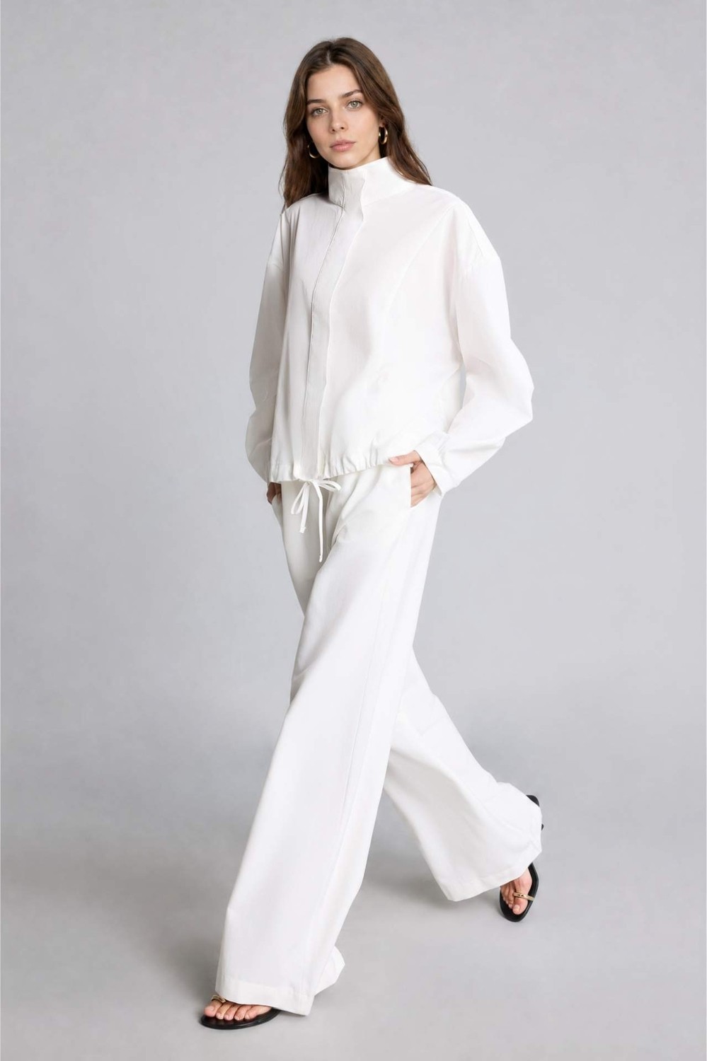 DeFacto %100 Pamuk Regular Fit Poplin Uzun Kollu Ekru Tunik H0675AX26SP