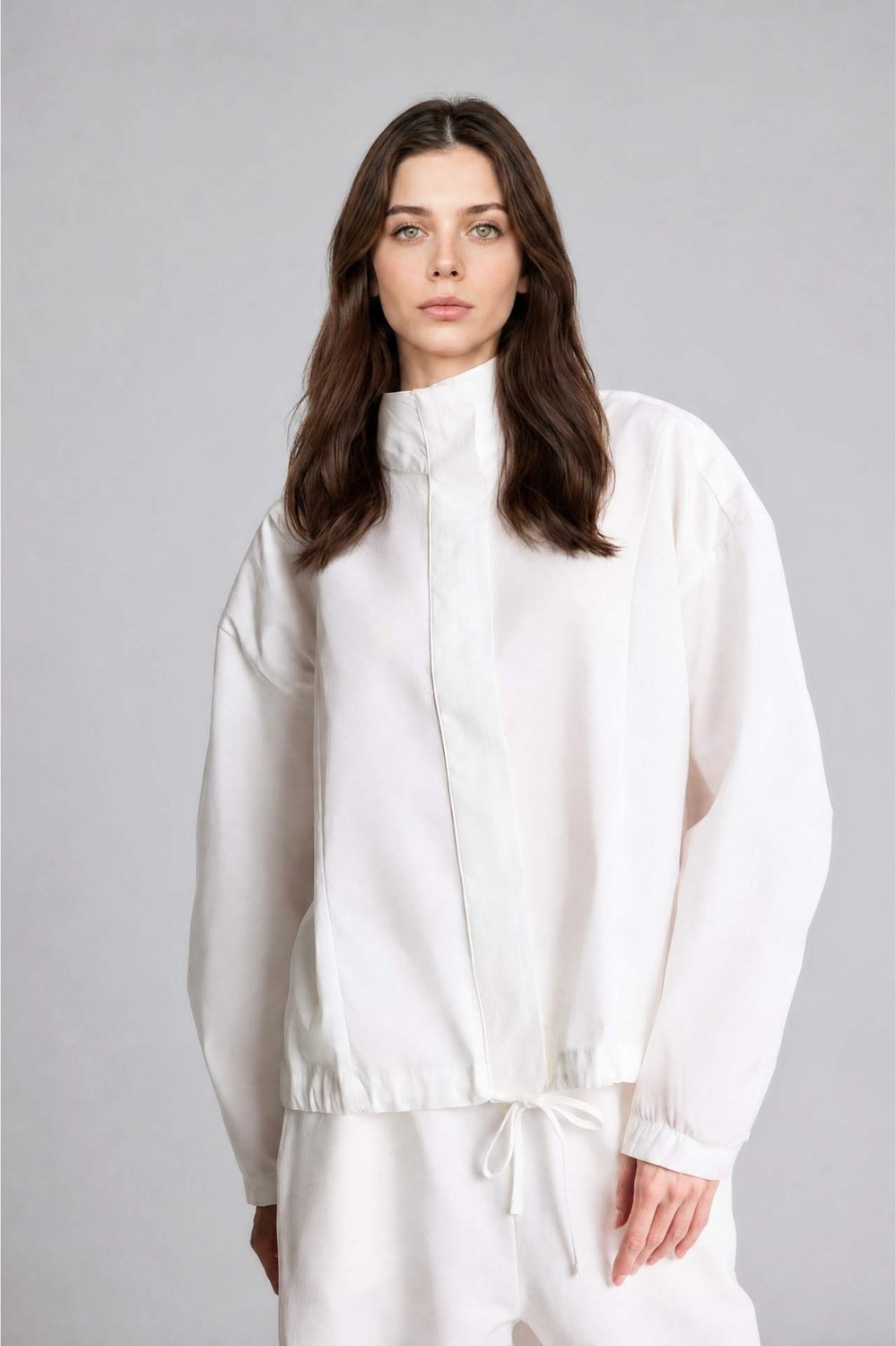 DeFacto %100 Pamuk Regular Fit Poplin Uzun Kollu Ekru Tunik H0675AX26SP görsel 2