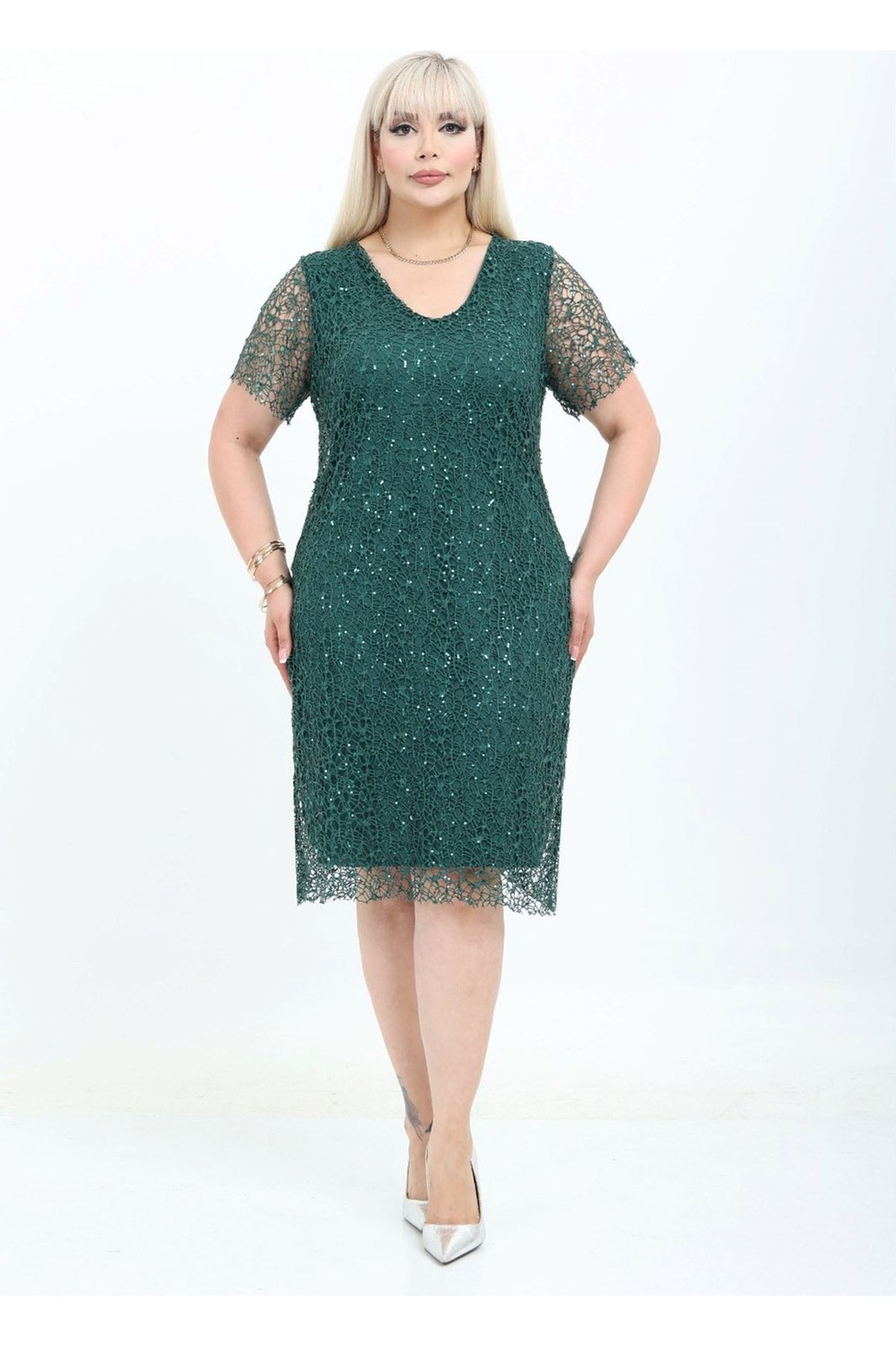 Modayız Payetli Büyük Beden Abiye Elbise 43B-2814 görsel 4