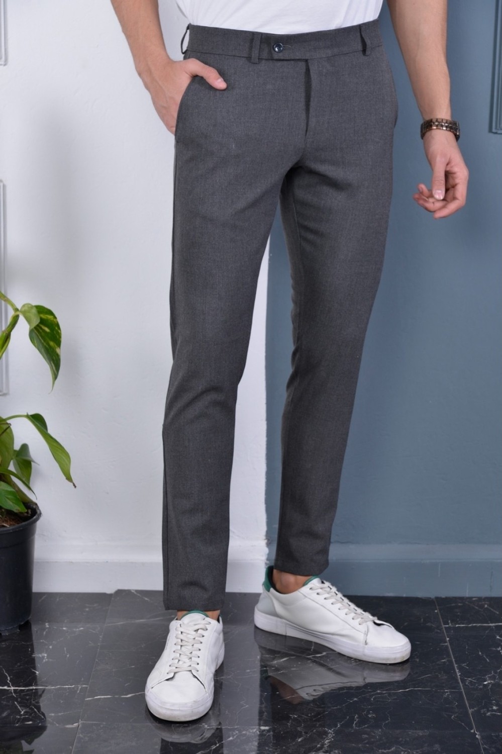 Bürke Baggy Çift Pileli Krem-Bej Renk Beli Lastikli Kaliteli Rahat Kesim Klasik Bol Paça Baggy Pantolon