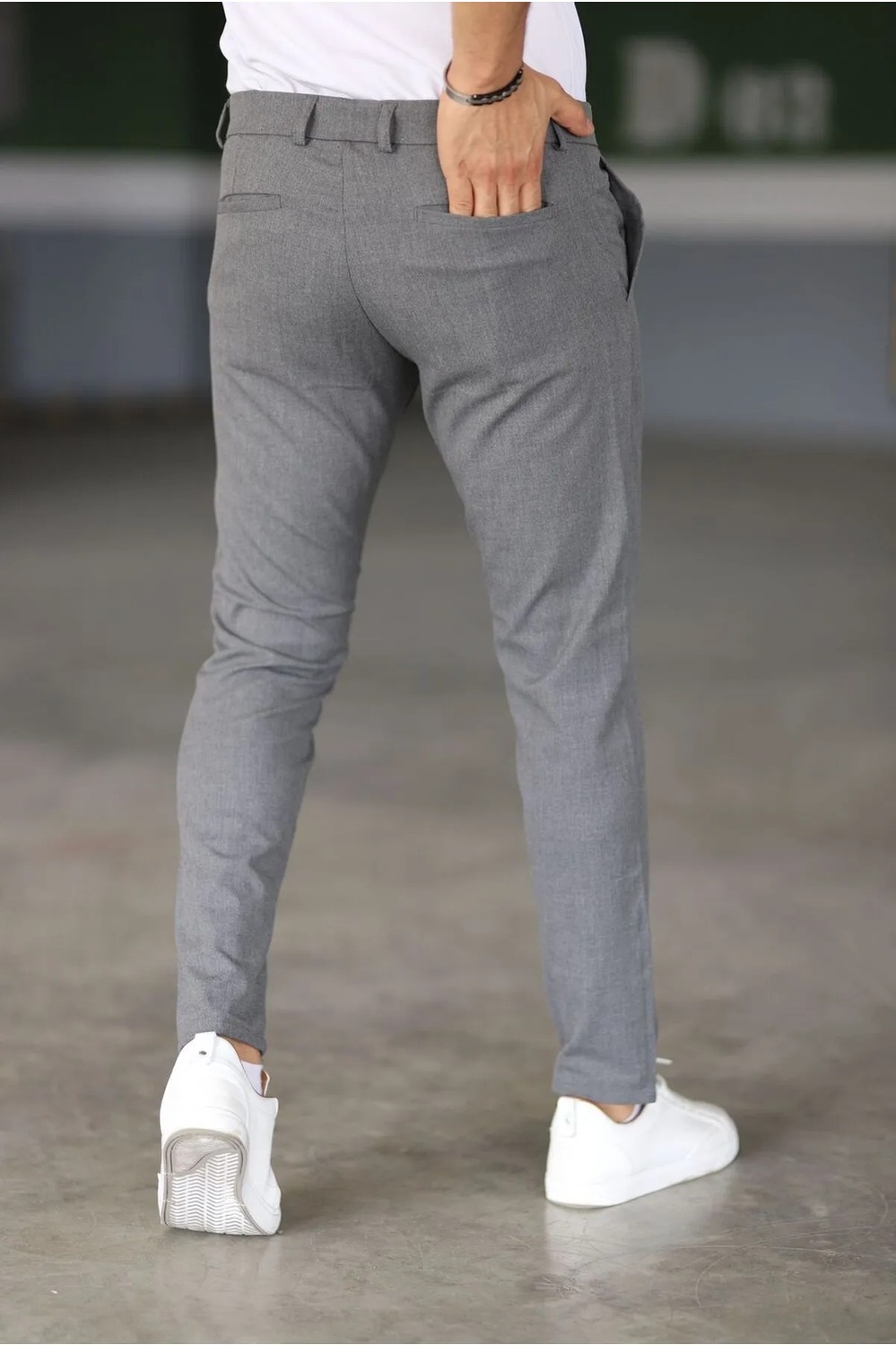Bürke Baggy Çift Pileli Krem-Bej Renk Beli Lastikli Kaliteli Rahat Kesim Klasik Bol Paça Baggy Pantolon görsel 7