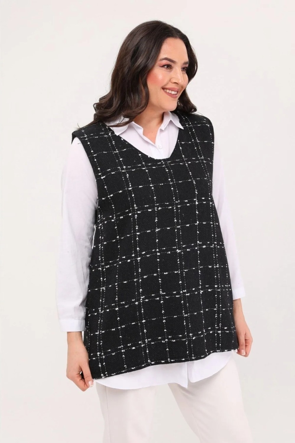 Cng Moda Kadın Büyük Beden Noktalı Tüvit Süveter görsel 6