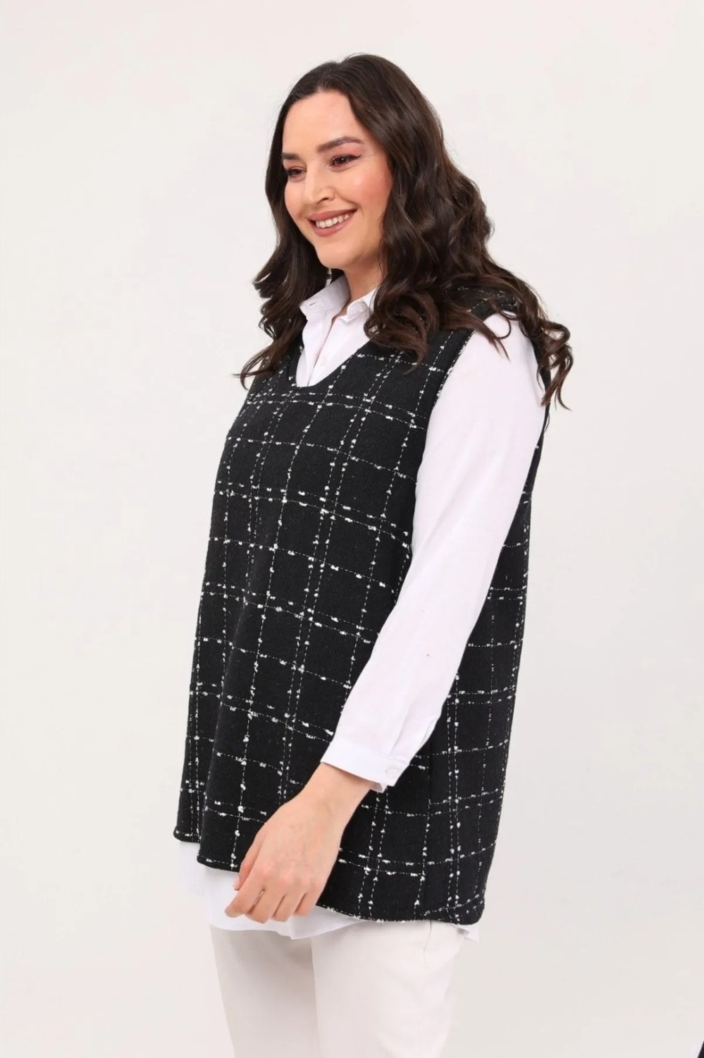 Cng Moda Kadın Büyük Beden Noktalı Tüvit Süveter görsel 8