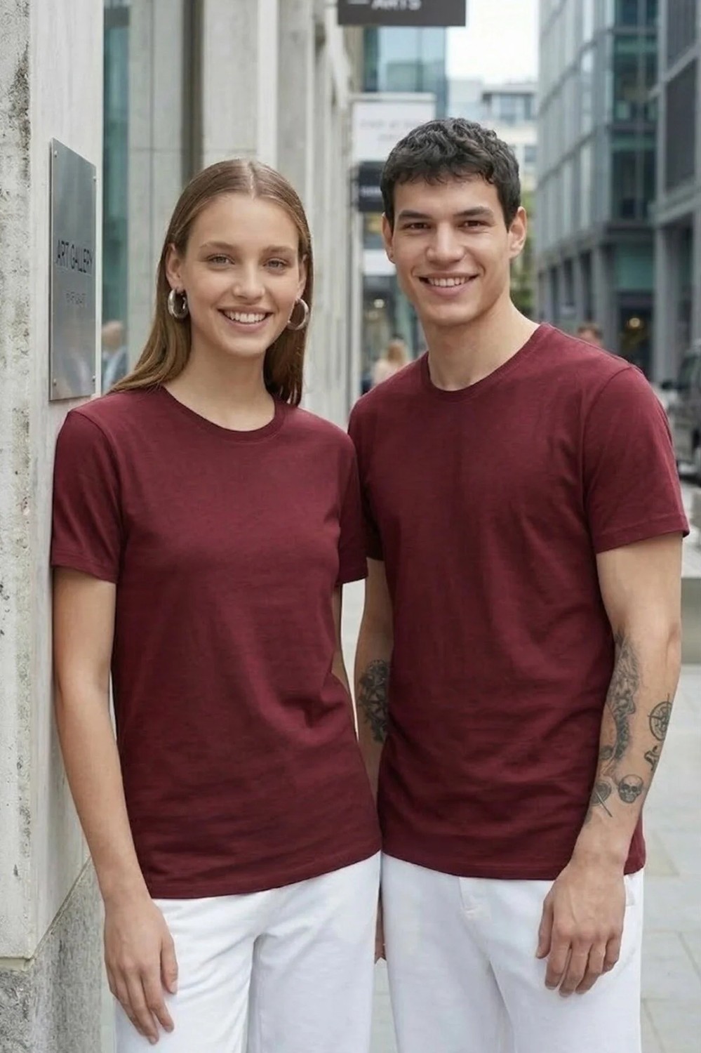 Tudors Unisex Slim Fit Dar Kesim %100 Pamuk Yumuşak Dokulu Bordo Bisiklet Yaka Tişört görsel 3