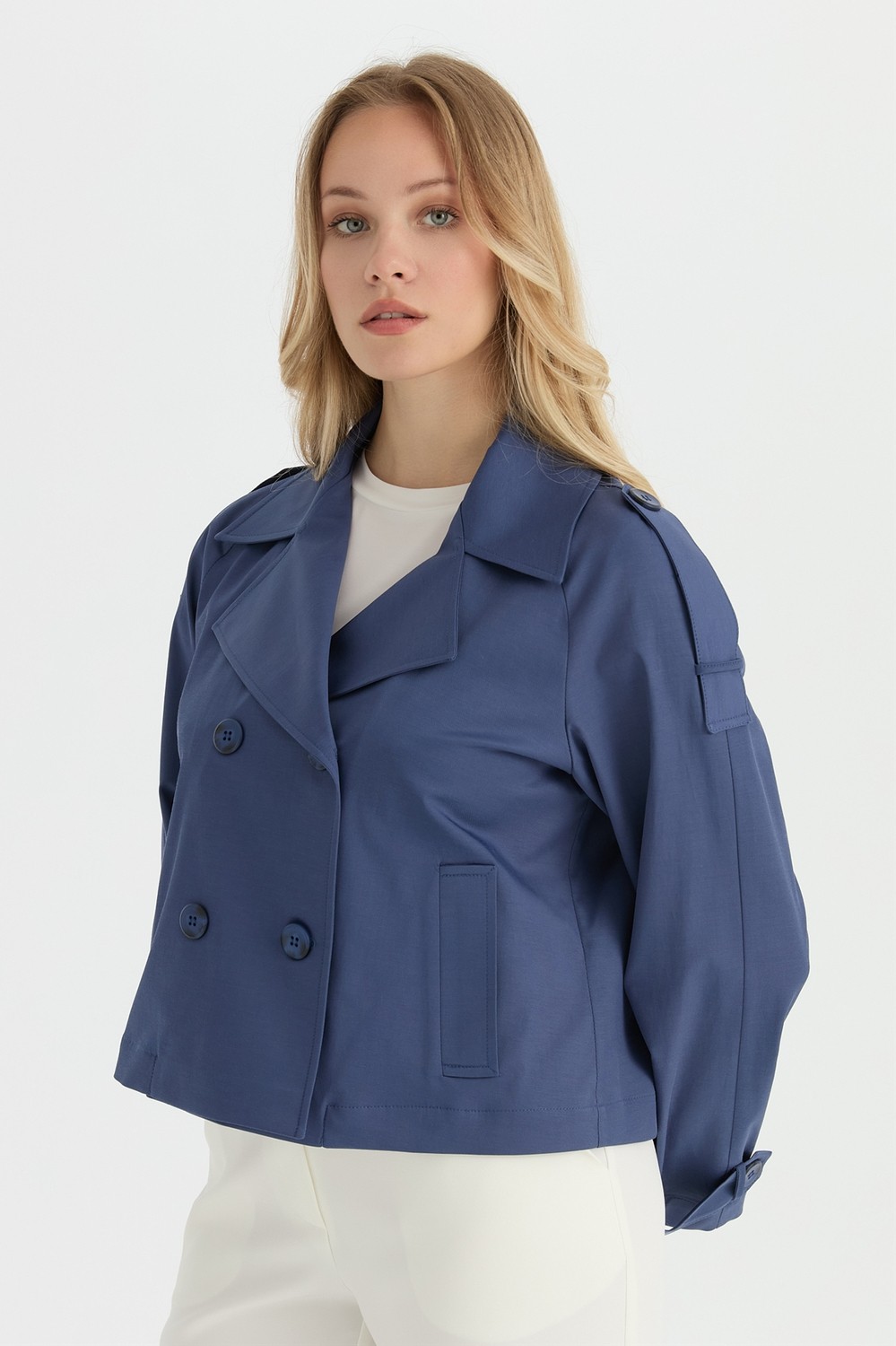 Esswaap Liora Trençkot Indigo görsel 3
