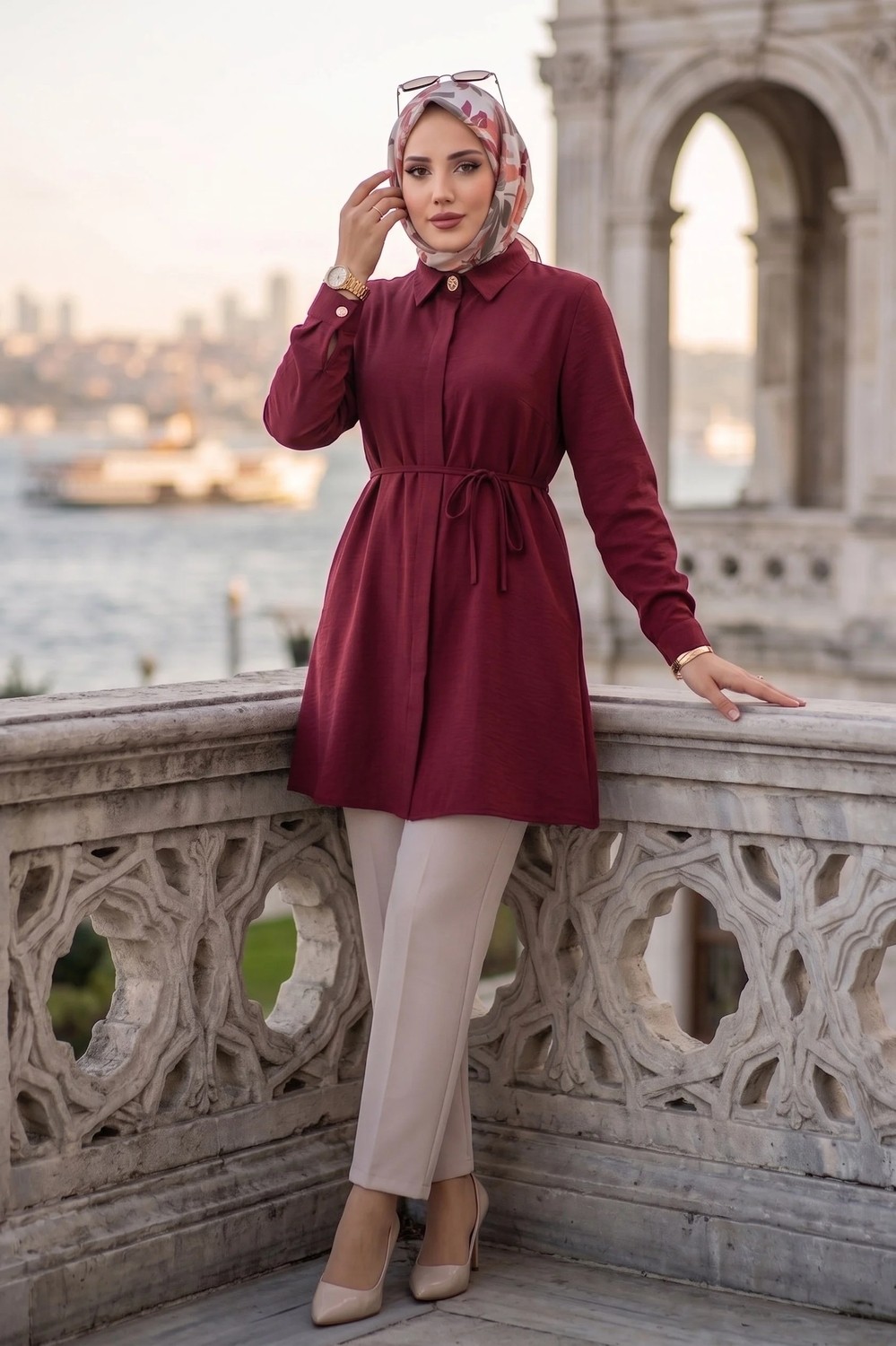 Hafsa Mina Bağlamalı Cepli Tunik Mint HM2911