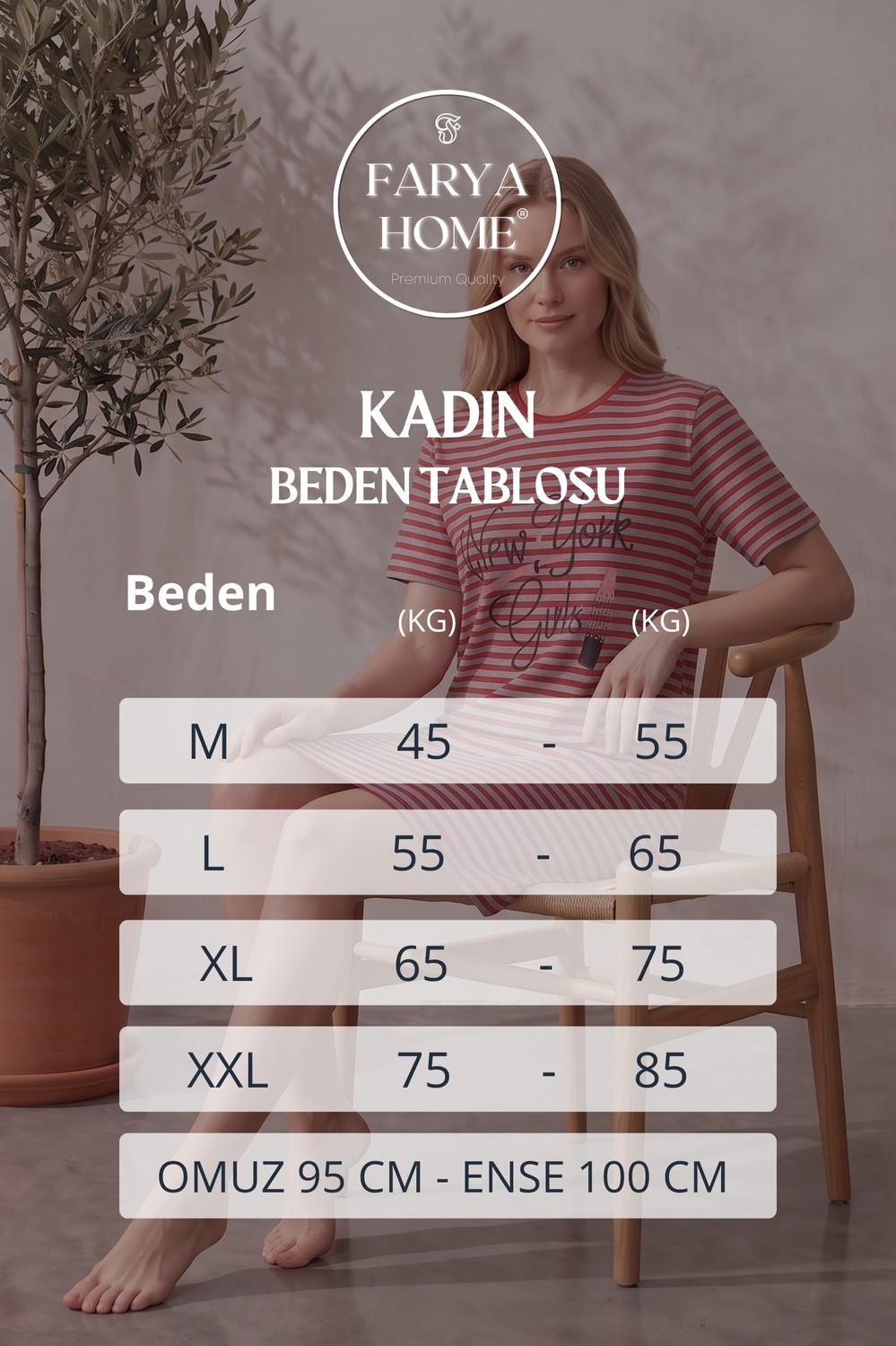 Farya Home Pamuklu Desenli Şeritli Interlok Örme Kısa Kollu Gecelik Elbise 95CM görsel 6