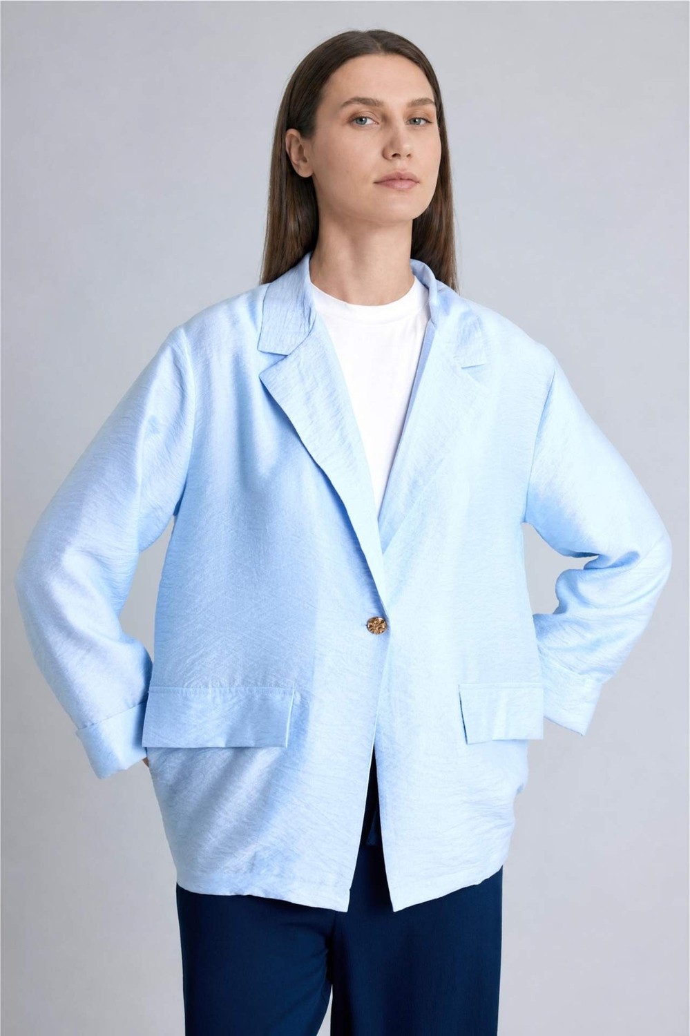 DeFacto Regular Fit Cepli Düğme Kapama Blazer Ceket H1418AX26SM görsel 2