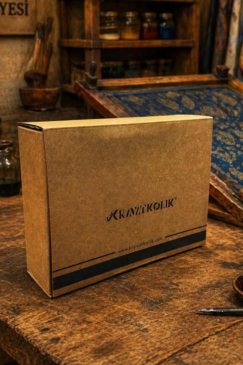 Kravatkolik Acı Kahve Motif Ipek Papyon SB213 görsel 5