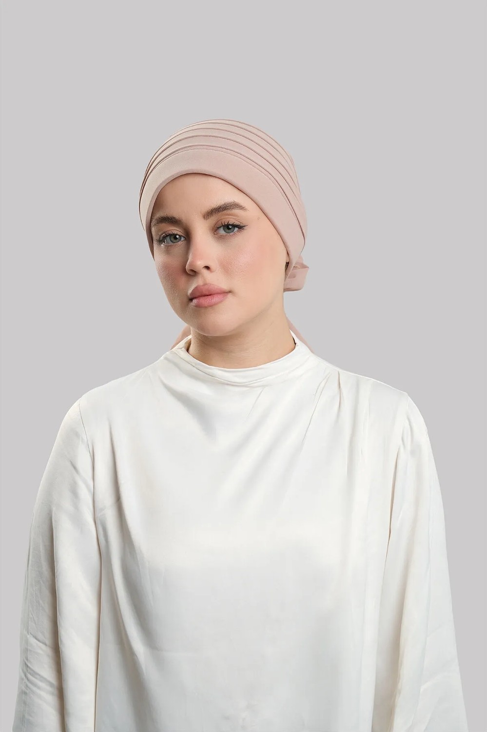 Hürrem Bone Haki Pratik Hazır Geçmeli Tesettür Bone Sandy Kumaş Pileli Nervürlü Güllü 1806_09 görsel 8
