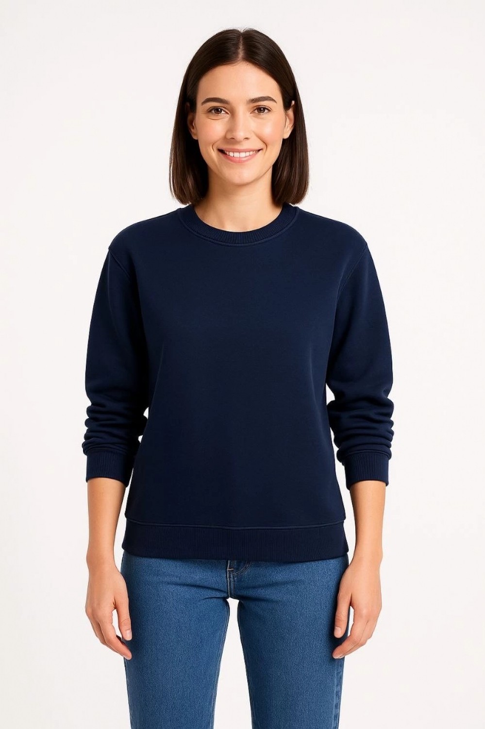 Hace Bazaar Üç Iplik Düz Bisiklet Yaka Sweatshirt - Lacivert görsel 2