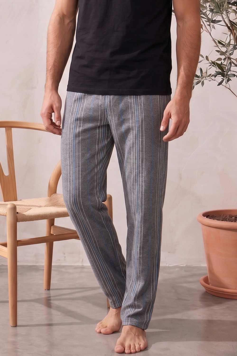 Farya Home Pamuklu Ekose Kareli Yazlık Erkek Pijama Altı Pantolon