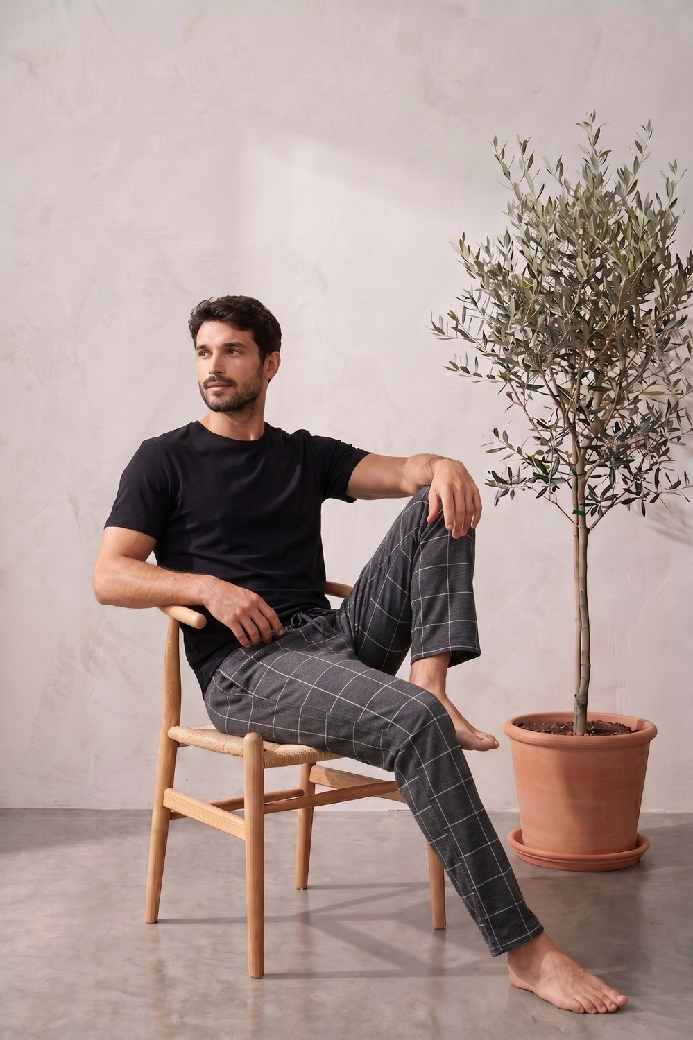 Farya Home Pamuklu Ekose Kareli Yazlık Erkek Pijama Altı Pantolon görsel 7