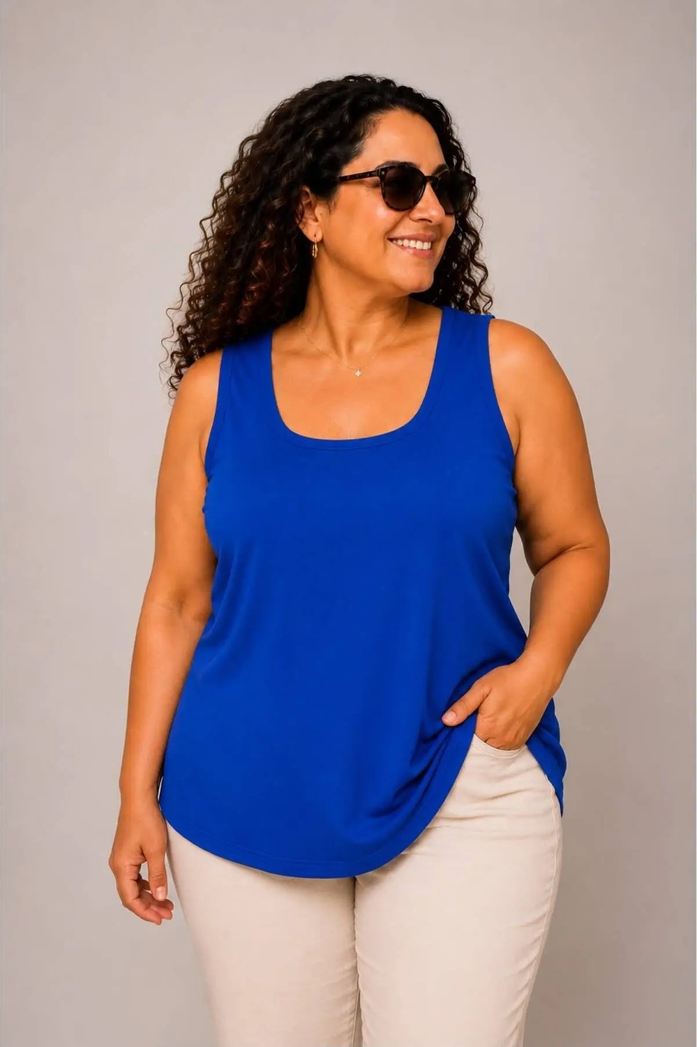 Gülmina Moda Kadın Kare Yaka Büyük Beden Biyeli Atlet Bluz görsel 7