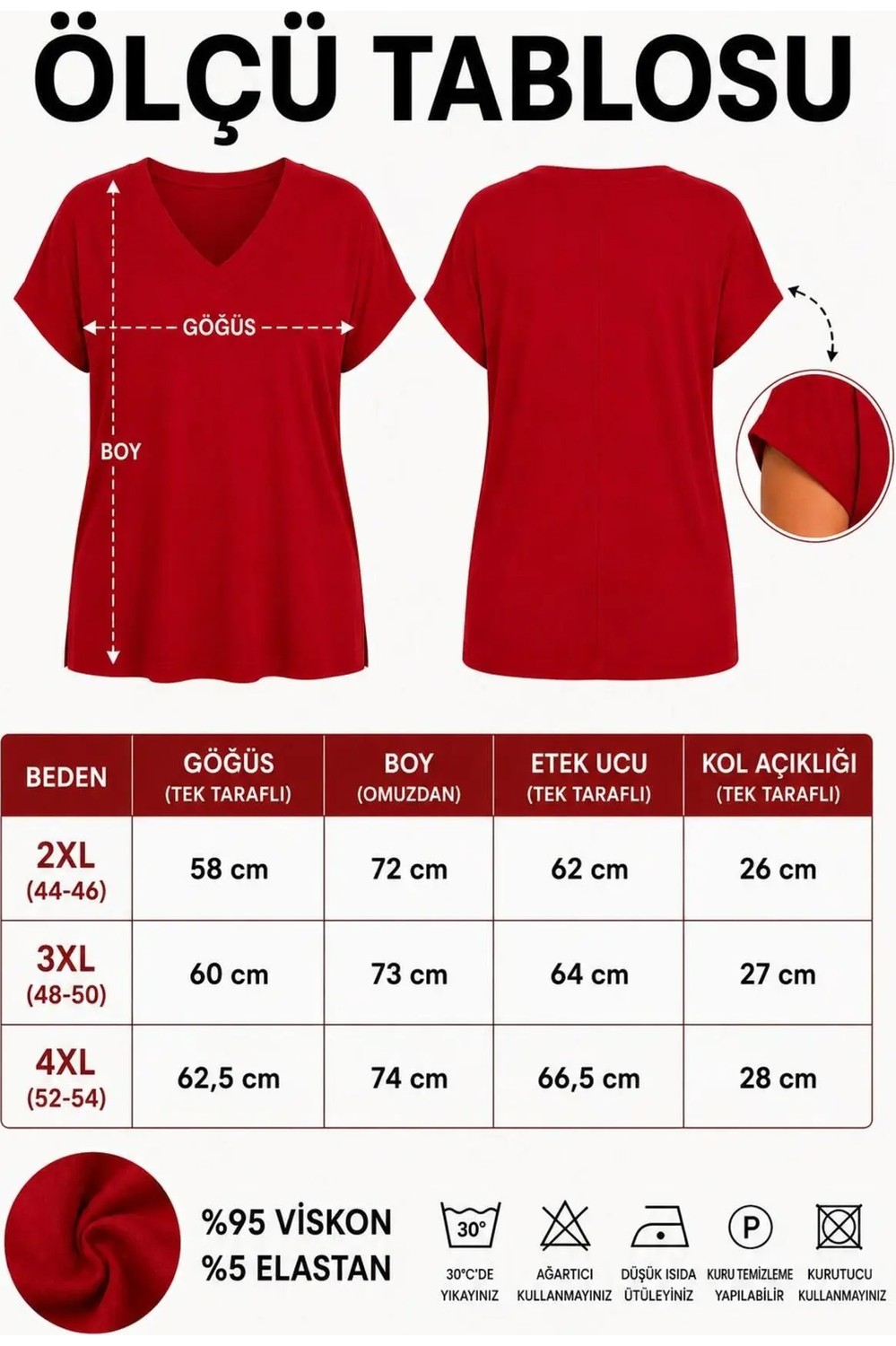 Gülmina Moda Geniş V Yaka Büyük Beden Rahat Kesim Kısa Kol Bluz görsel 2