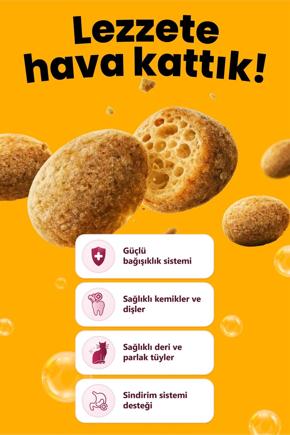 Aesco Reflex Crunchy Bubbles Kuzu Etli Yetişkin Kedi Maması 10 kg görsel 3