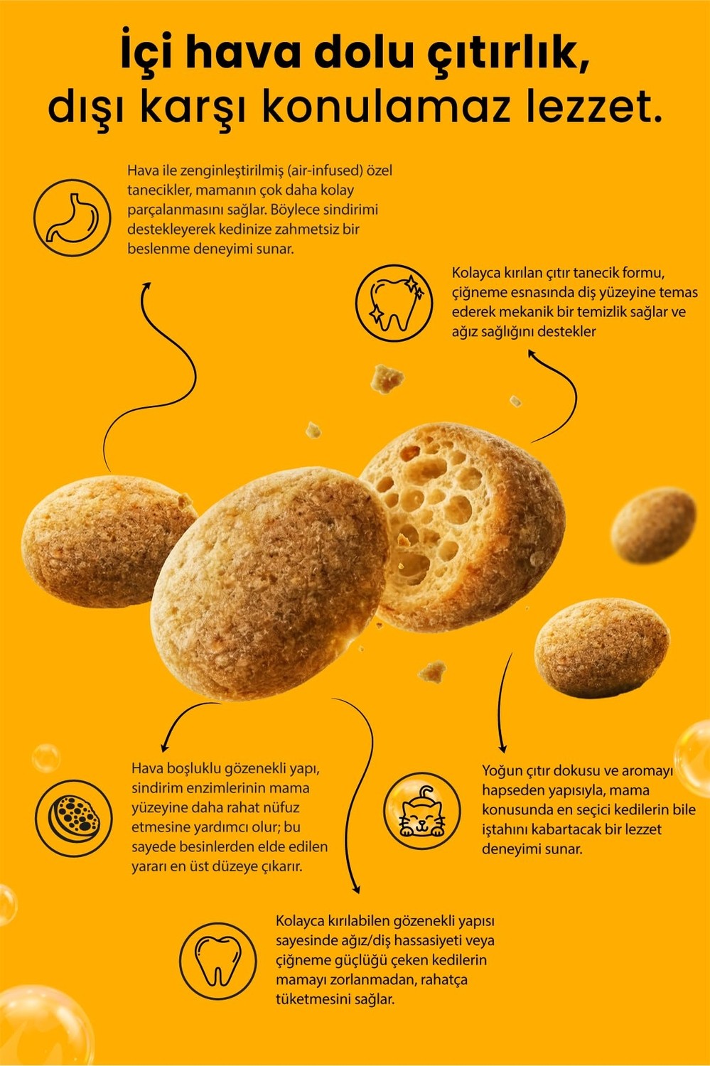 Aesco Reflex Crunchy Bubbles Kuzu Etli Yetişkin Kedi Maması 10 kg görsel 4