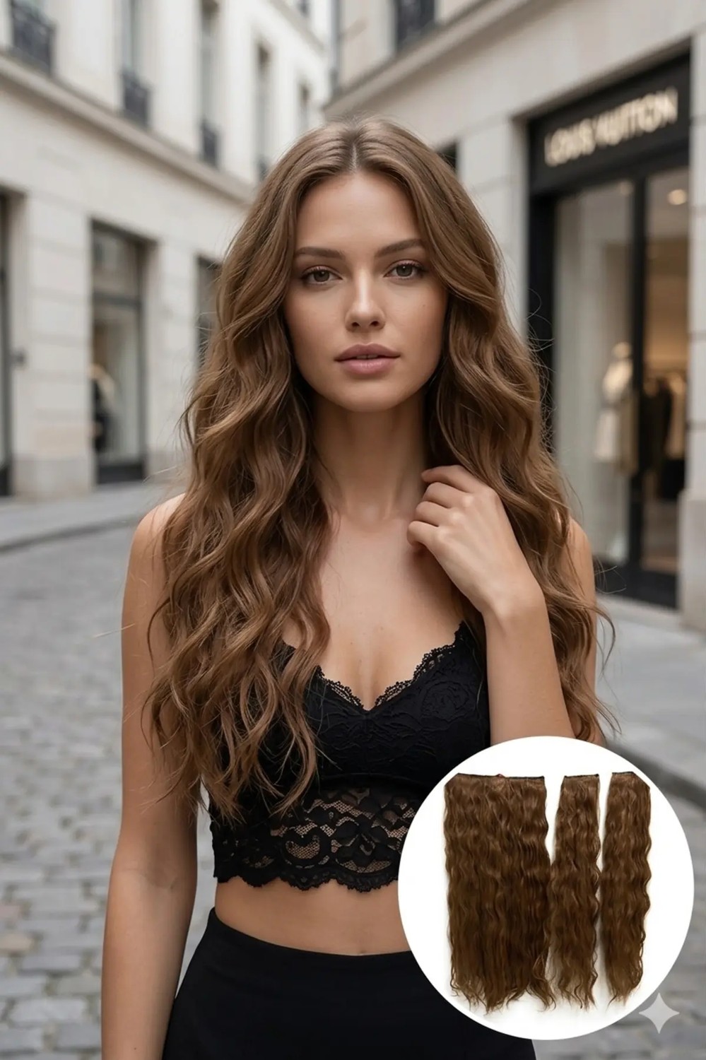 Marsilyan Kahverengi Afro Dalgalı Yarım Ay, 70CM 190 Gr. Fiber Sentetik Çıt Çıt, Renk No:30