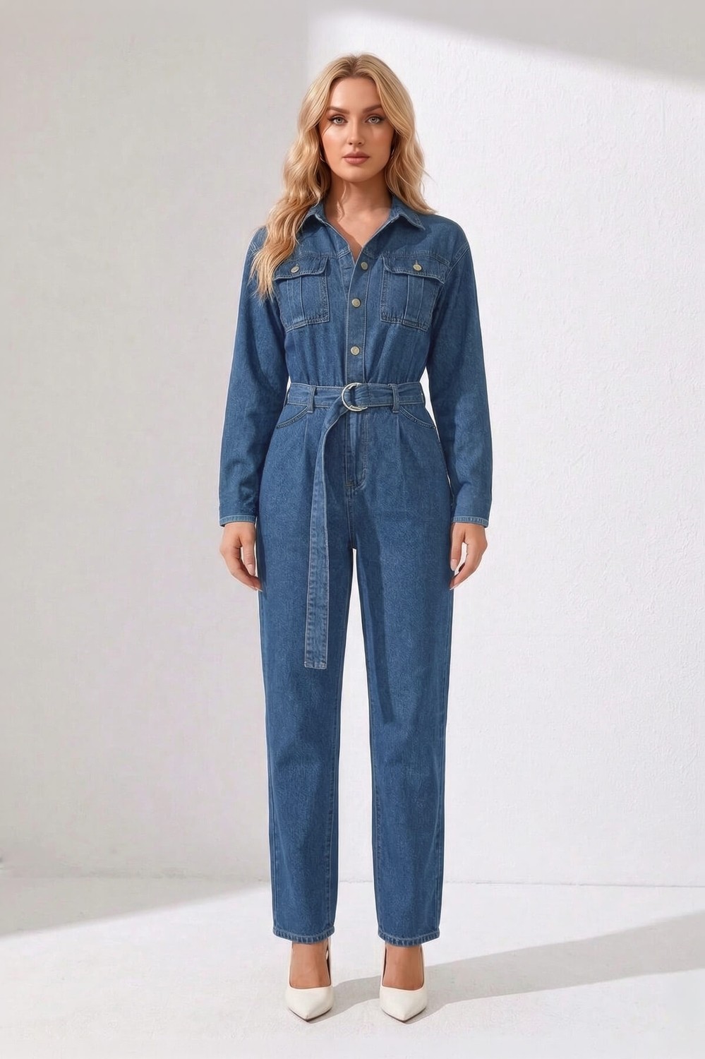 Banny Jeans Kadın Koyu Mavi Oversize Jean Tulum Pamuklu Rahat Kesim görsel 2