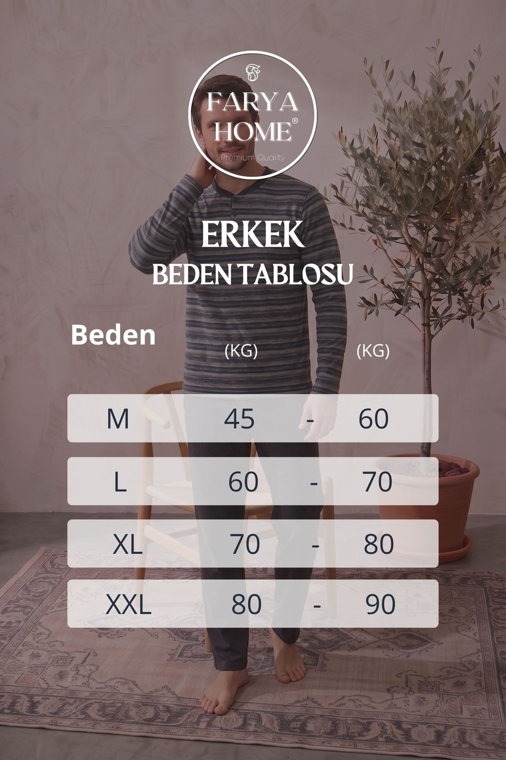 Farya Home Pamuklu Düğmeli Yaka Uzun Kollu Çizgili Erkek Pijama Takımı görsel 6
