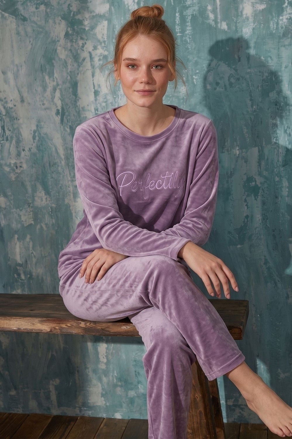 Farya Home Luxury Velvet Fransız Kadife Ekstra Yumuşak Kışlık Pijama Takımı görsel 2