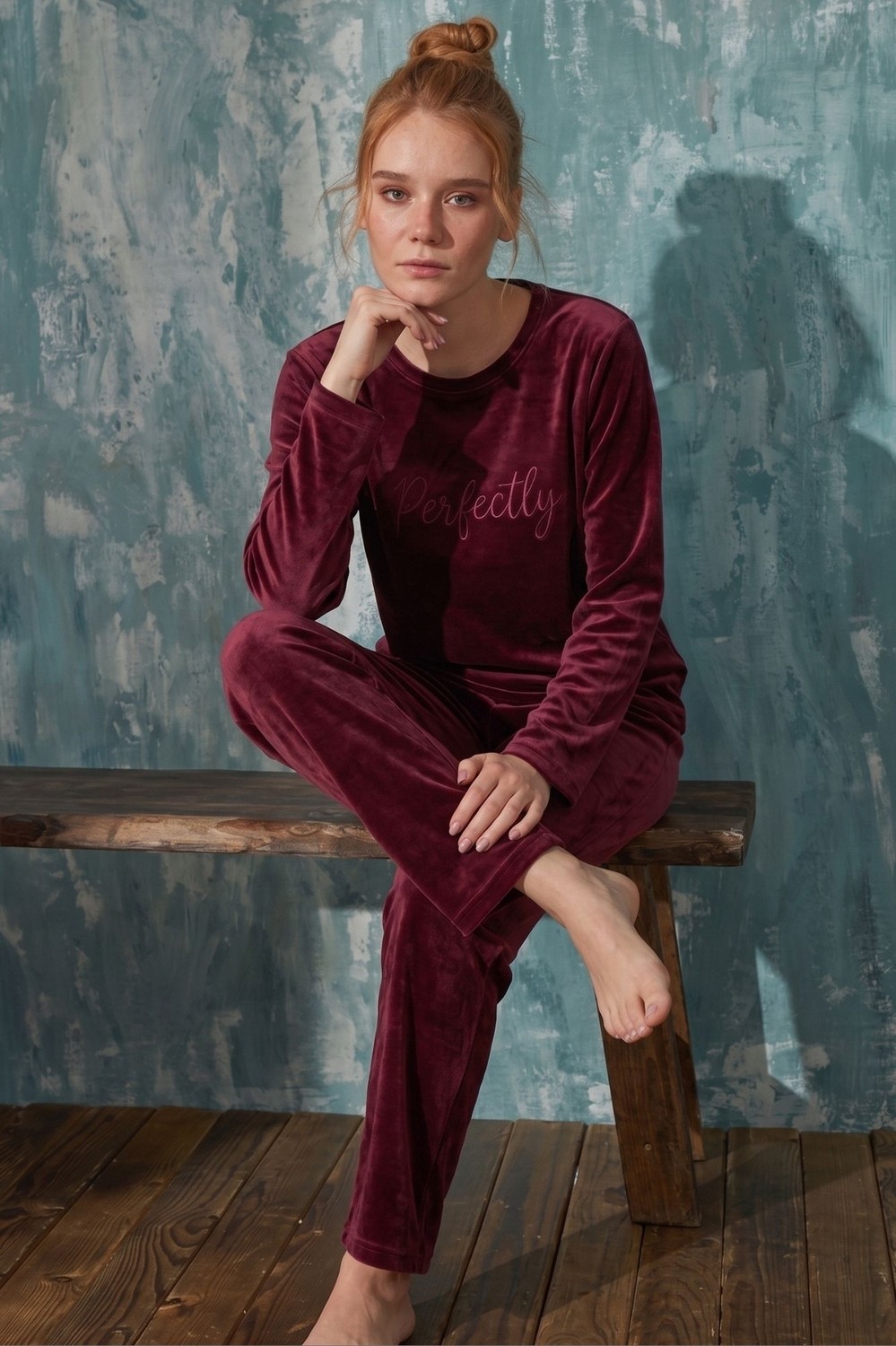 Farya Home Luxury Velvet Fransız Kadife Ekstra Yumuşak Kışlık Pijama Takımı