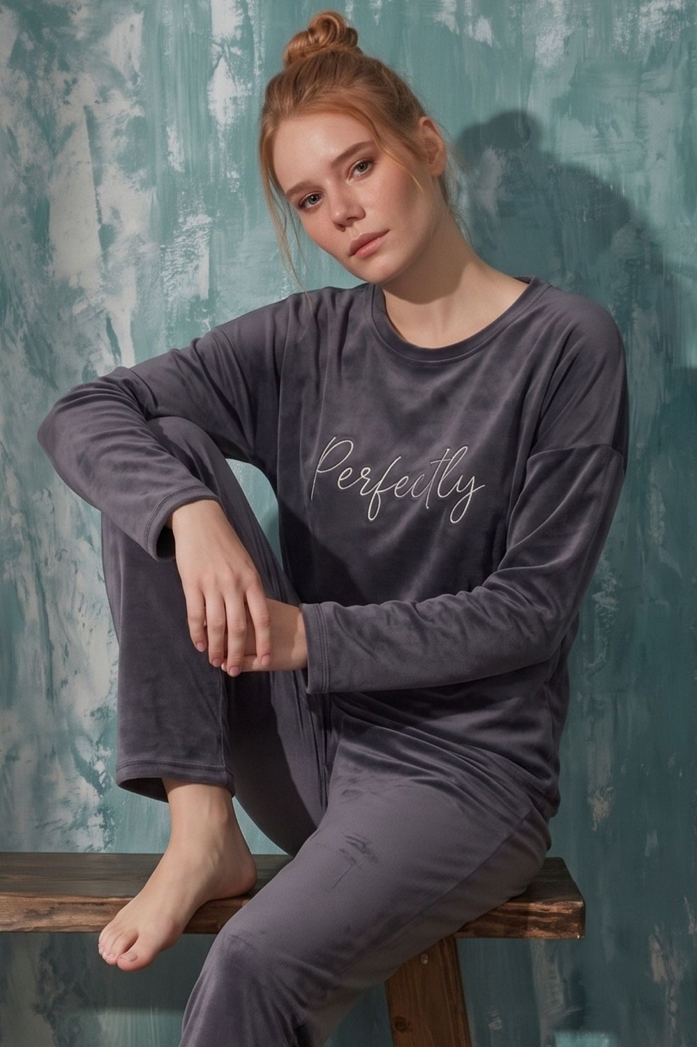 Farya Home Luxury Velvet Fransız Kadife Ekstra Yumuşak Kışlık Pijama Takımı