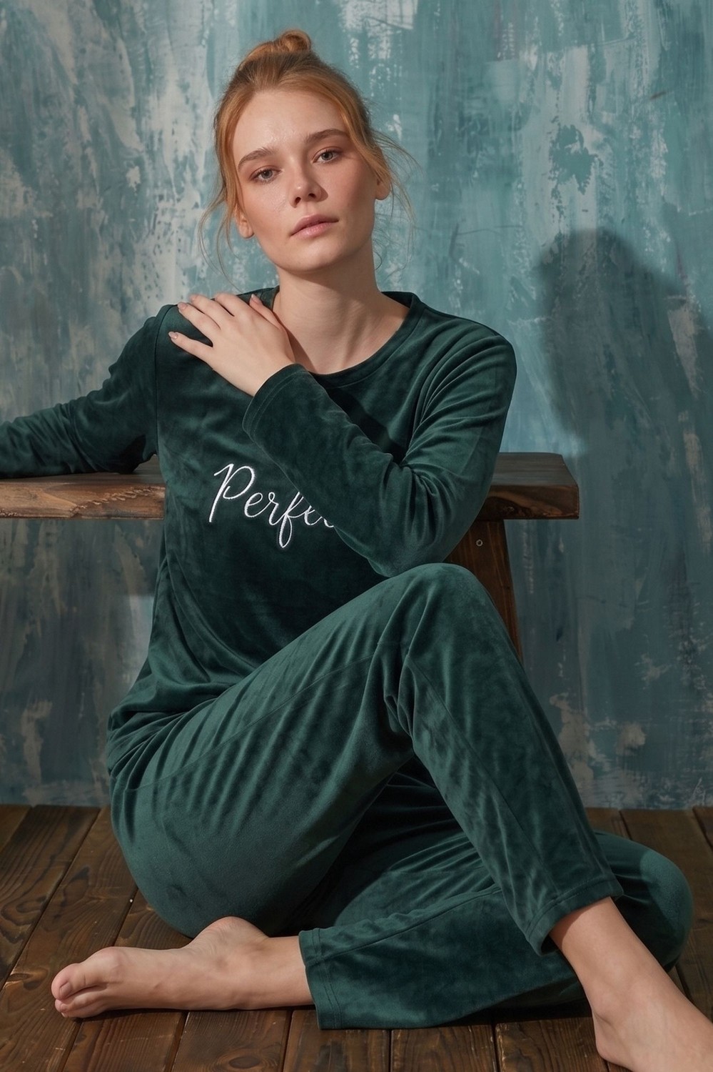 Farya Home Luxury Velvet Fransız Kadife Ekstra Yumuşak Kışlık Pijama Takımı