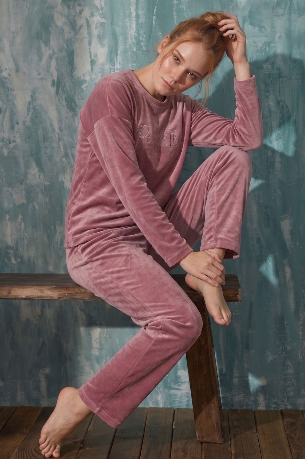 Farya Home Luxury Velvet Fransız Kadife Ekstra Yumuşak Kışlık Pijama Takımı