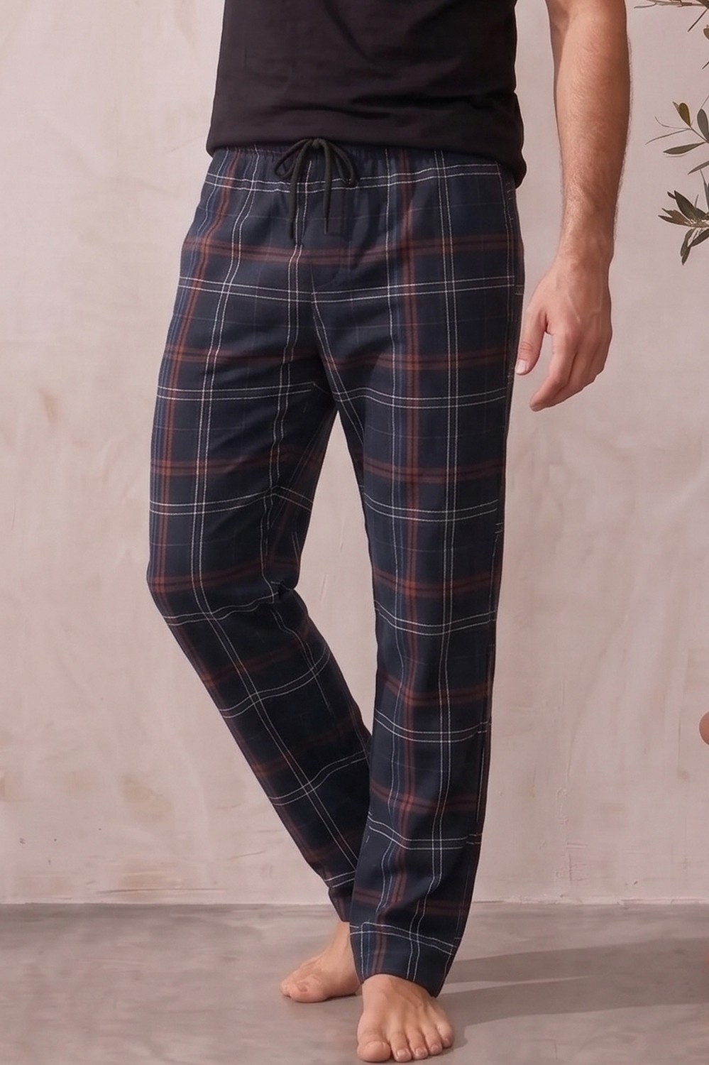 Farya Home Pamuklu Ekose Kareli Yazlık Erkek Pijama Altı Pantolon
