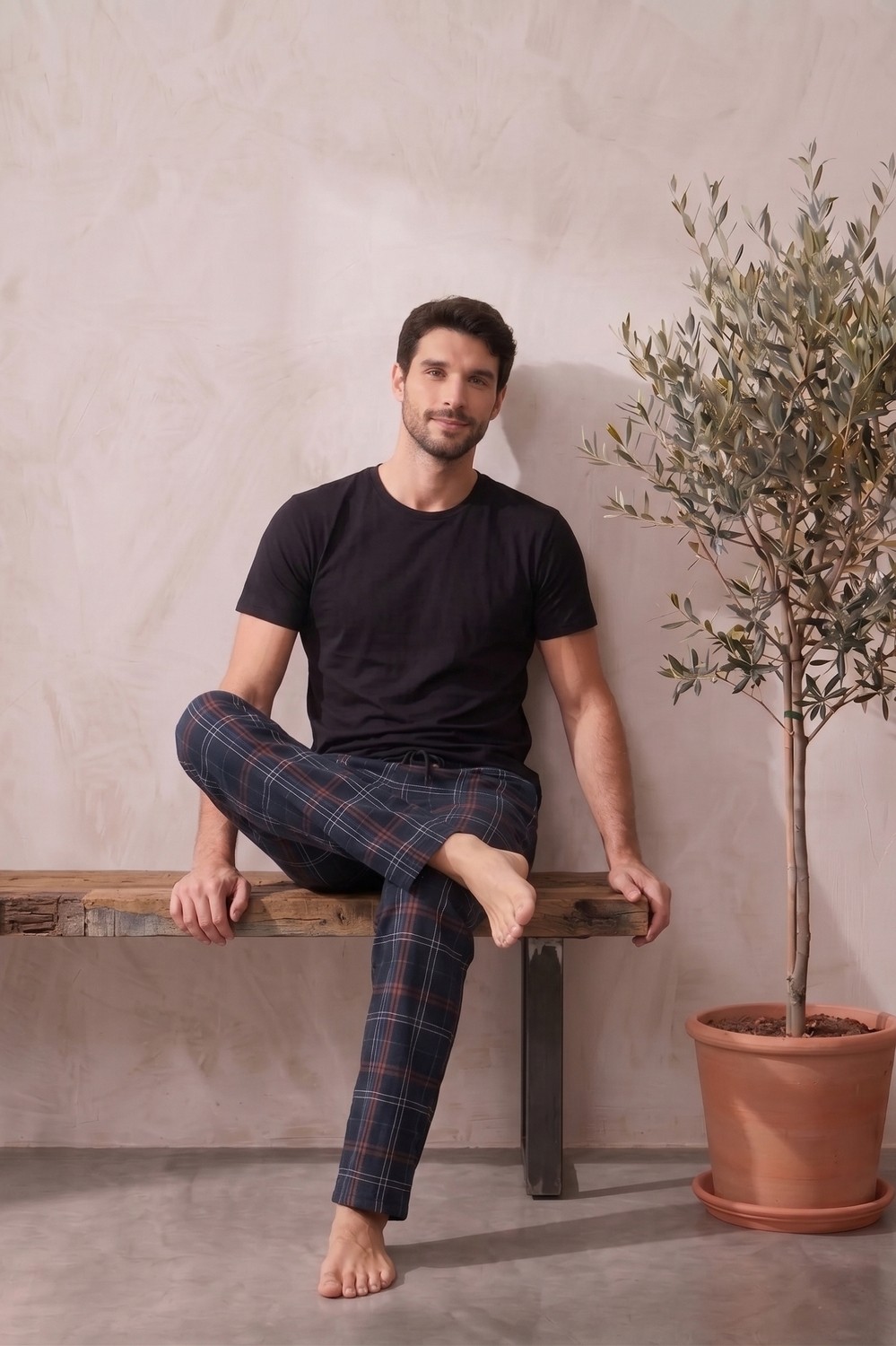 Farya Home Pamuklu Ekose Kareli Yazlık Erkek Pijama Altı Pantolon görsel 4