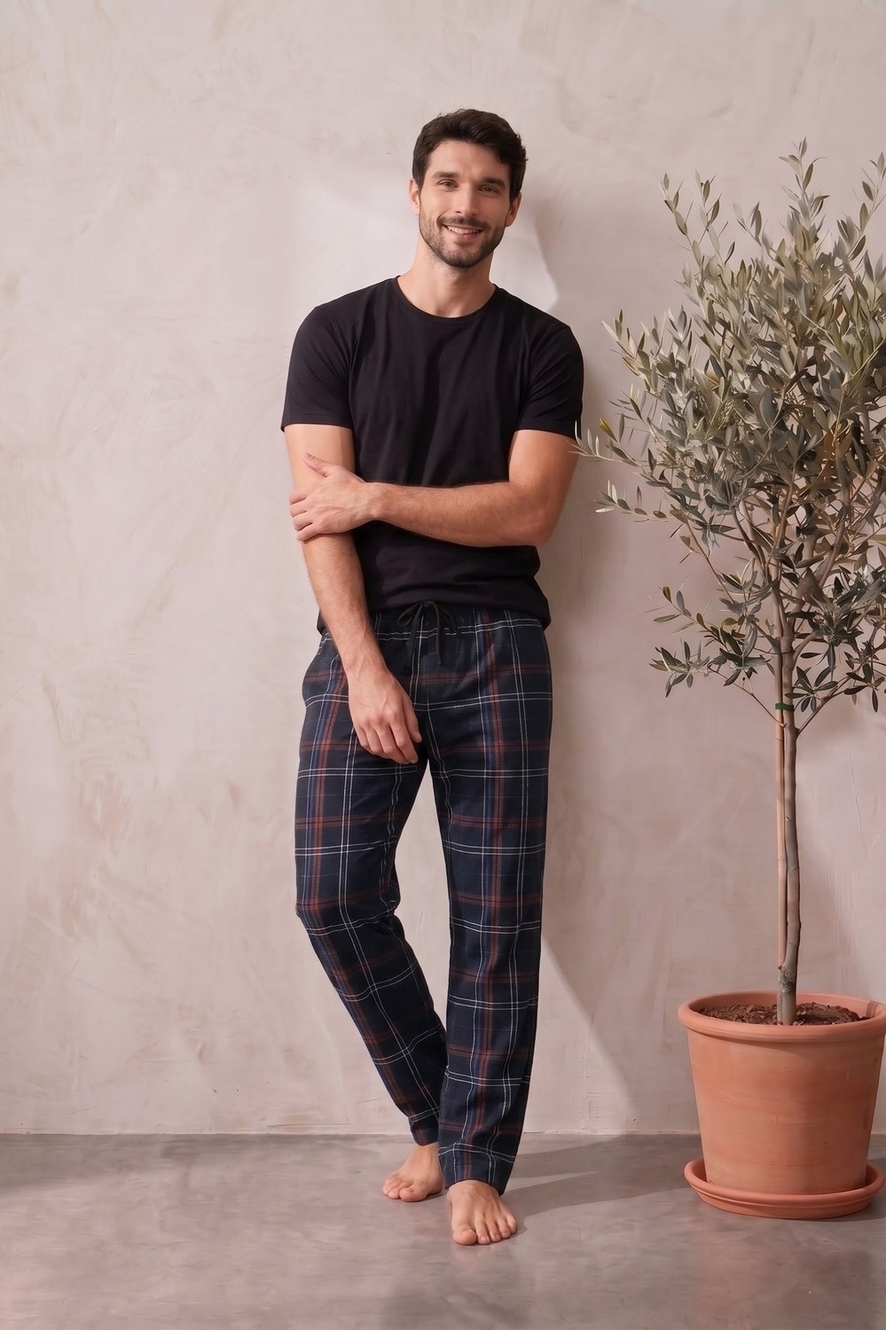 Farya Home Pamuklu Ekose Kareli Yazlık Erkek Pijama Altı Pantolon görsel 5