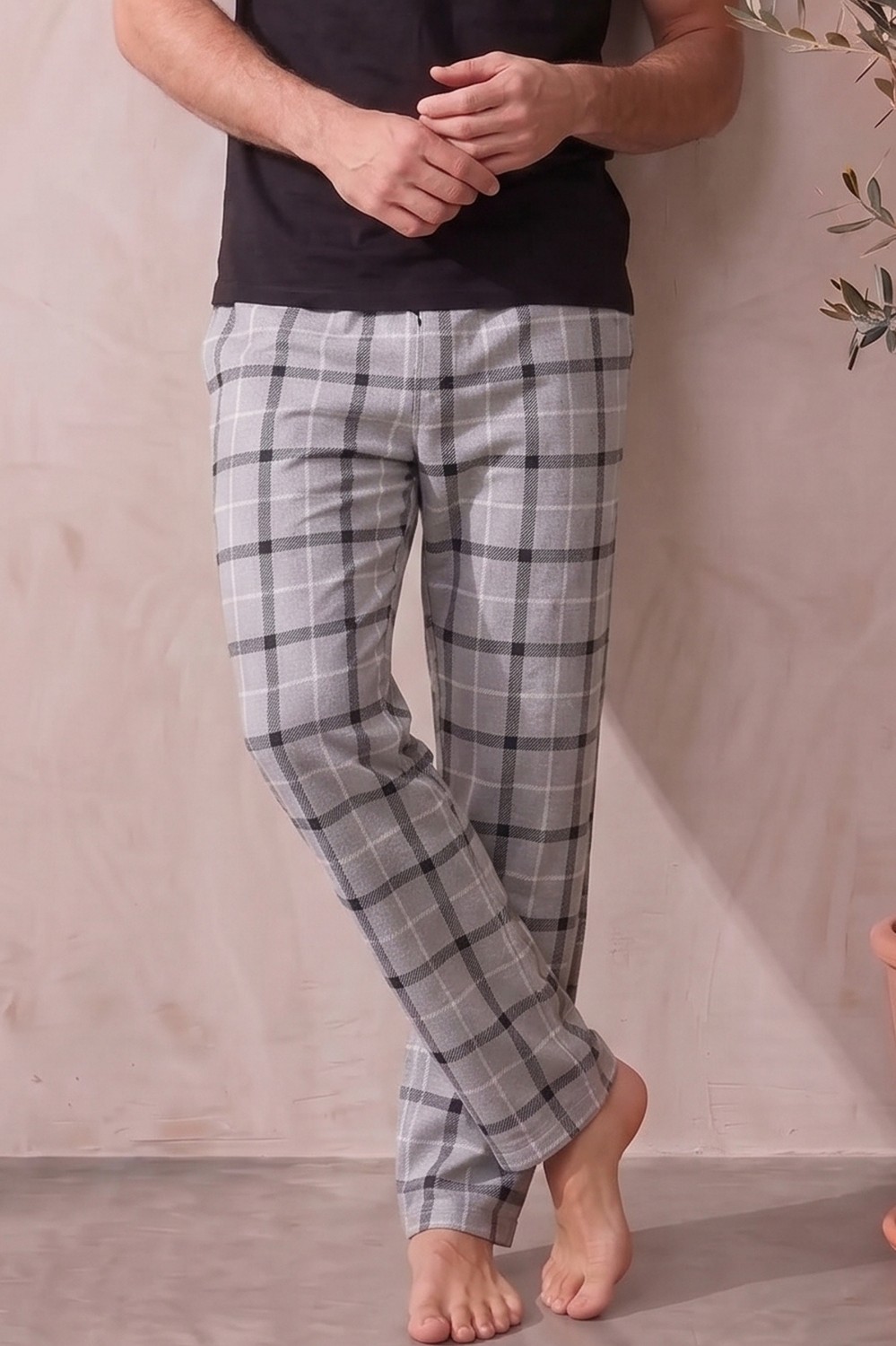 Farya Home Pamuklu Ekose Kareli Yazlık Erkek Pijama Altı Pantolon