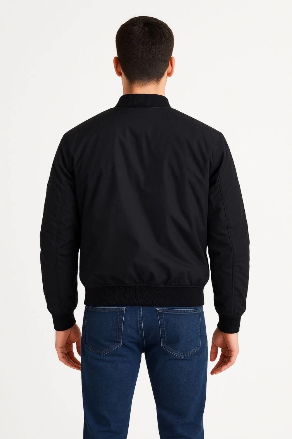 Pileli Store Bomber Mont Ceket - Siyah - görsel 3
