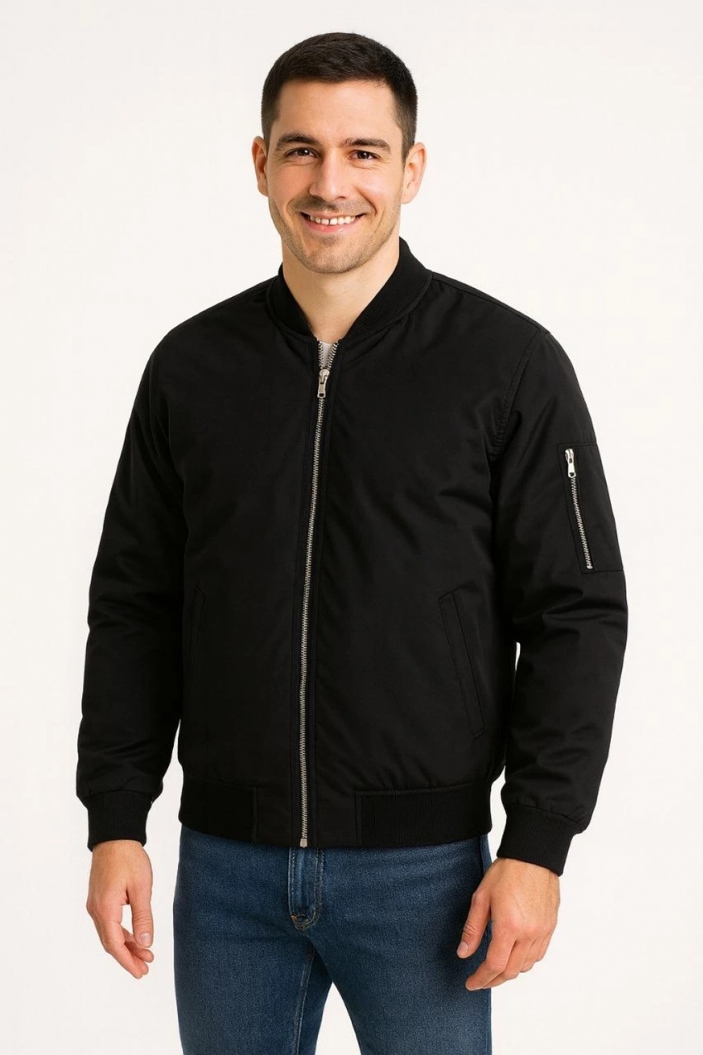 Pileli Store Bomber Mont Ceket - Siyah - görsel 5