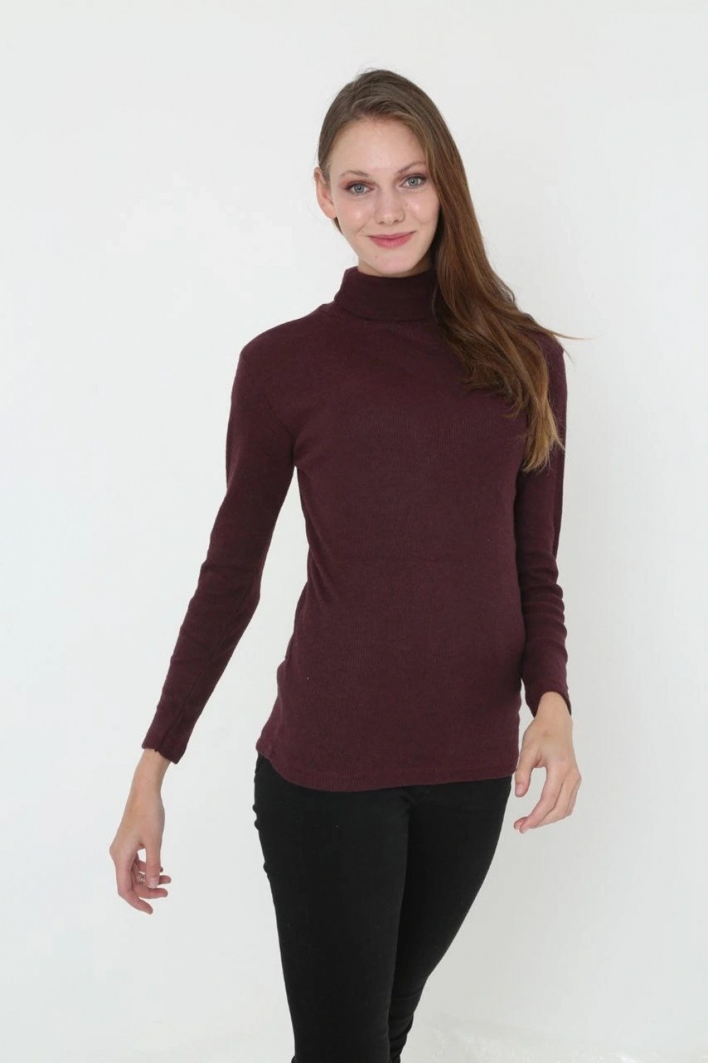 Pileli Store Tam Boğazlı Fitilli Likrali Koşkorse Badi - Bordo görsel 4